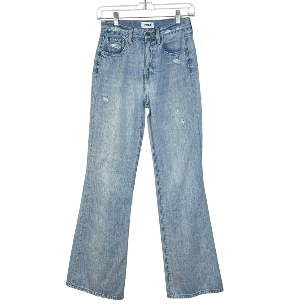 PISTOLA Women's Kee Rut Wide Leg Jeans‎ Light Wash Distressed Size 25